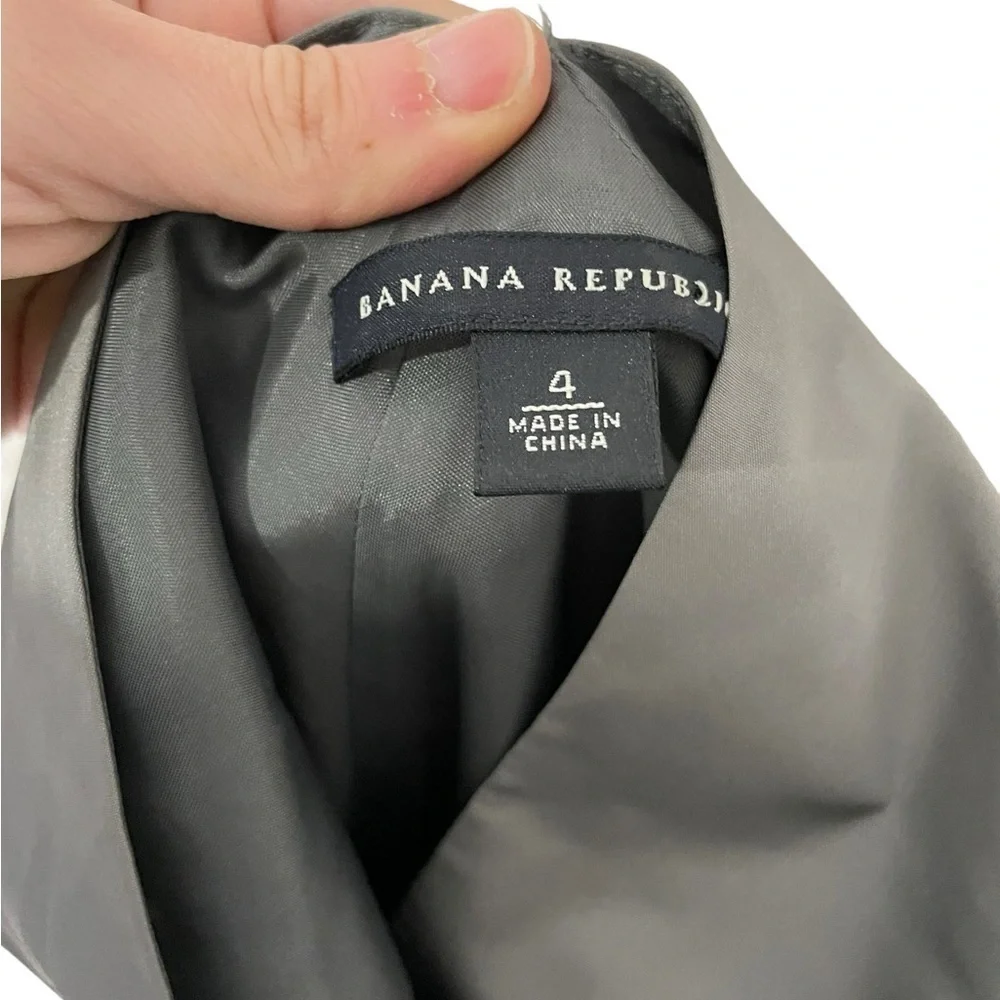 Banana Republic Gray Accordion Knife Pleat Formal Bridesmaid Dress Silk 4